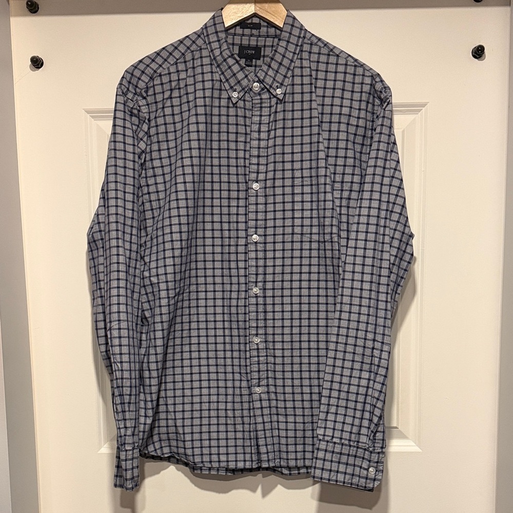 J. Crew Checked Button-Down Shirt XL slim